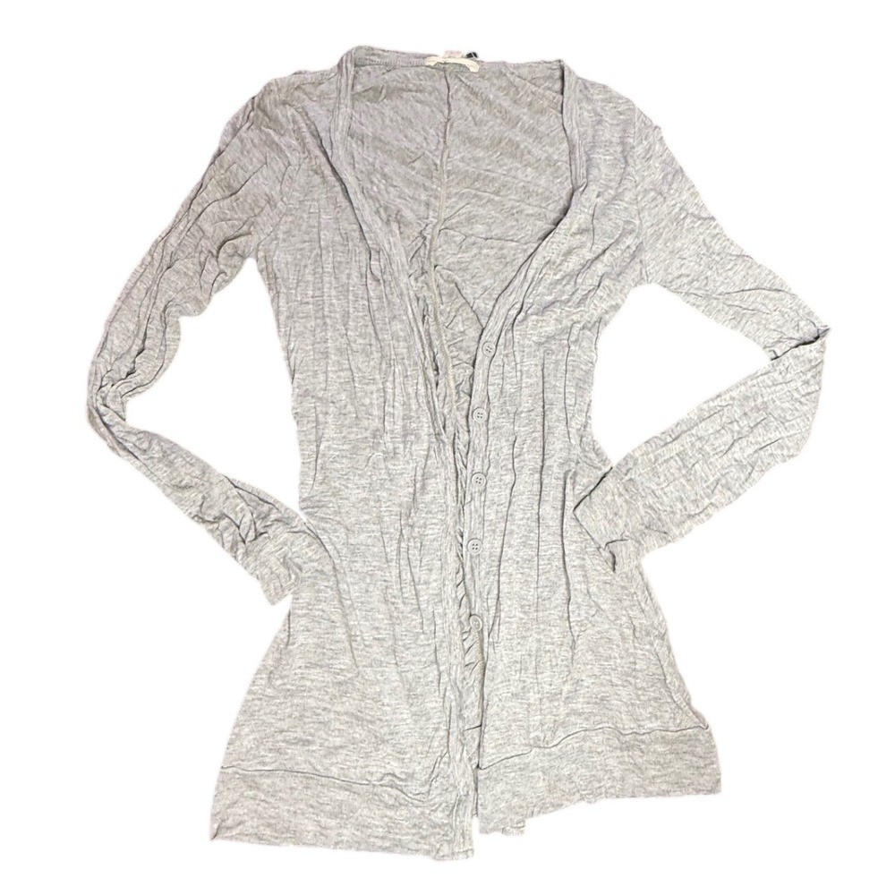 Xxi Cardigan Lightweight Button Down‎ Long Sleeve Top Gray Small